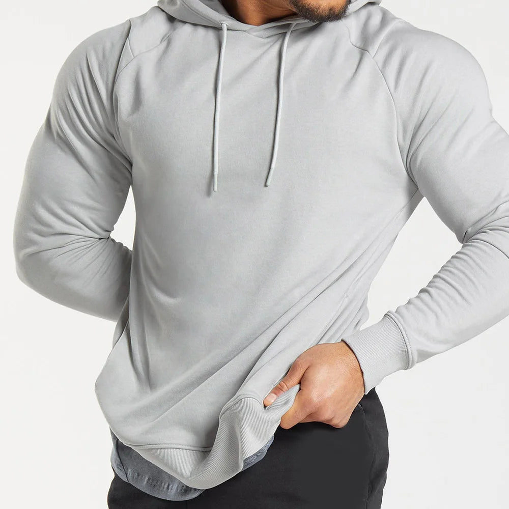 Long Sleeved Hooded Sweatshirts Quick Dry Plain Workout Running Hoody Men Custom Compress Training Fitness Athletic Wear Hoodies