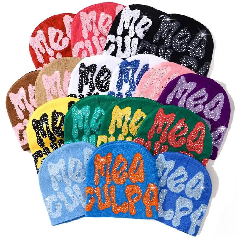 Wholesale Alphabet Design Logo Beanies Winter Y2K Jacquard Oversize Unisex Warm Kids Beanie Knit Hat