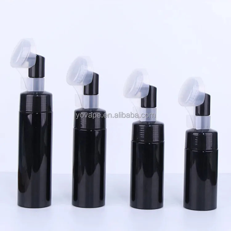 Unique Cosmetic Packing 100ml 120ml 150ml 200ml 4oz 5oz PET Lotion Pump Plastic Opaque Black Foaming Bottle with Silicone Brush