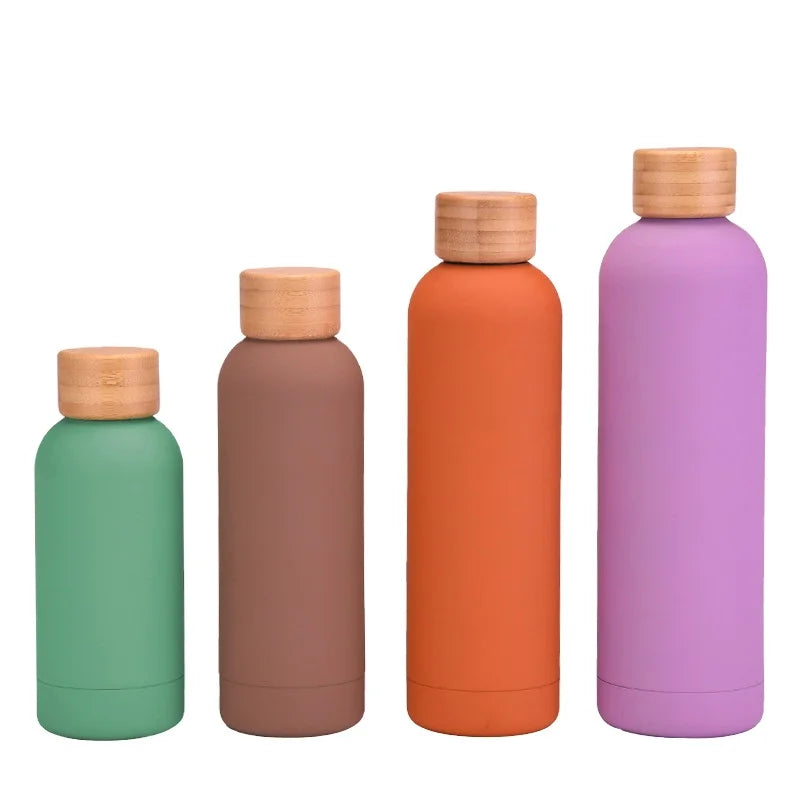 Popular Candy Colorful Customized Stainless Steel Bamboo Lid Vacuum Insulated Thermos Cup Coffee Flask Thermal Kettles Flasks
