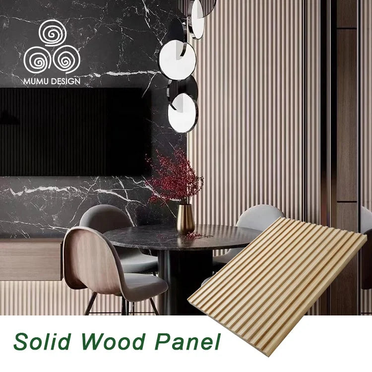 MUMU Gold Color Wooden Covering Cladding Slat Decorative Indoor Wall Panels for Living Room