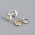 Tennis Huggie Earrings Trendy Women Zircon Gold Plated 925 Sterling Silver Hoop Earrings