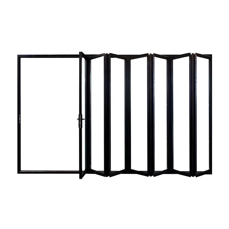 Customized Minimalist Aluminum Glass Bifold Patio Sliding Bi Folding Door Waterproof Exterior Fiberglass Screen Netting Foldable