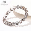 JD GEMS Clear Crystal Bead Reiki Healing Stone Jewelry Gift 7A Natural Herkimer Diamond Round Finished Stone Beaded Bracelet