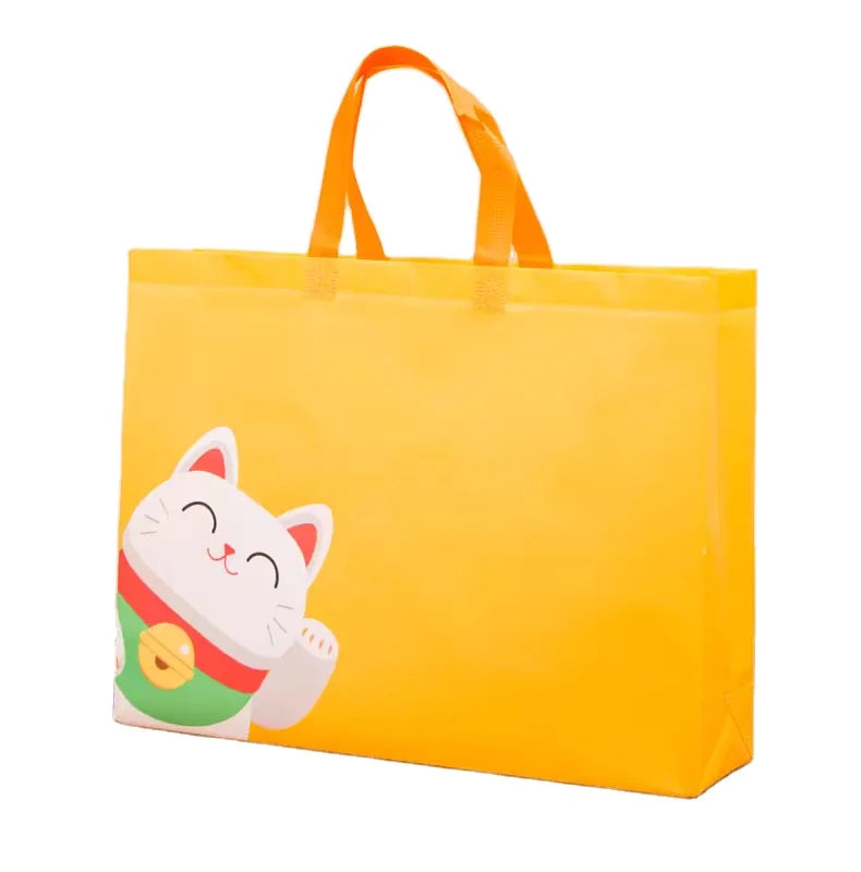 Custom Eco-Friendly PP Laminated Shopping Tote Bag Reusable Non-Woven Fabric Bags Cartoon Logo Wholesale Promotional Non-Woven