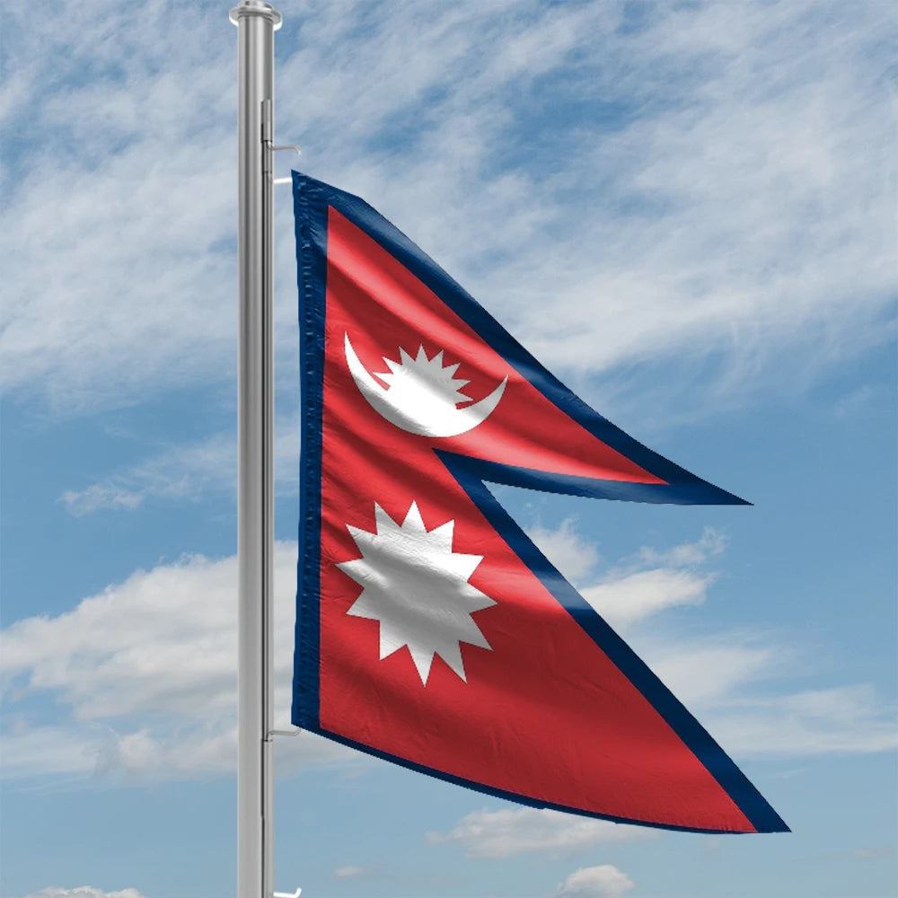Bolisi Eco-Friendly Custom Logo Digital Printing Nepal Country Flag Round Waterproof Pennant 3x2 ft Polyester
