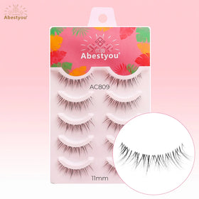 Abestyou Wholesale Synthetic Hair Handmade Full Strip Eyelashes 5 Pairs Natural Private Label False Lashes Clear Band OEM/ODM