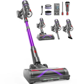 Cordless Stick Dry Cyclonic Vacuum Cleaner 600W Lithium-Ion Battery Auto Suction Adjustment 80 Mins Runtime Handheld HEPA