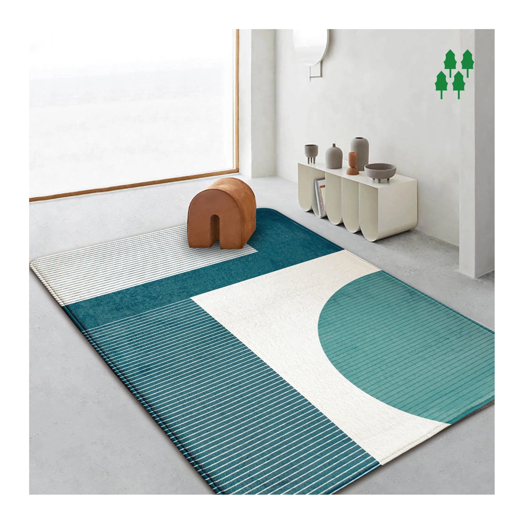 Nordic Style Living Room Simple Print Rug Large Non-slip Flannel Area Carpet