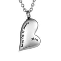 Stainless Steel Heart Pendant Cremation Urn Ash Keepsake Memorial Dad Mom Brother Sister Daughter Grandpa Uncle Necklace Holder