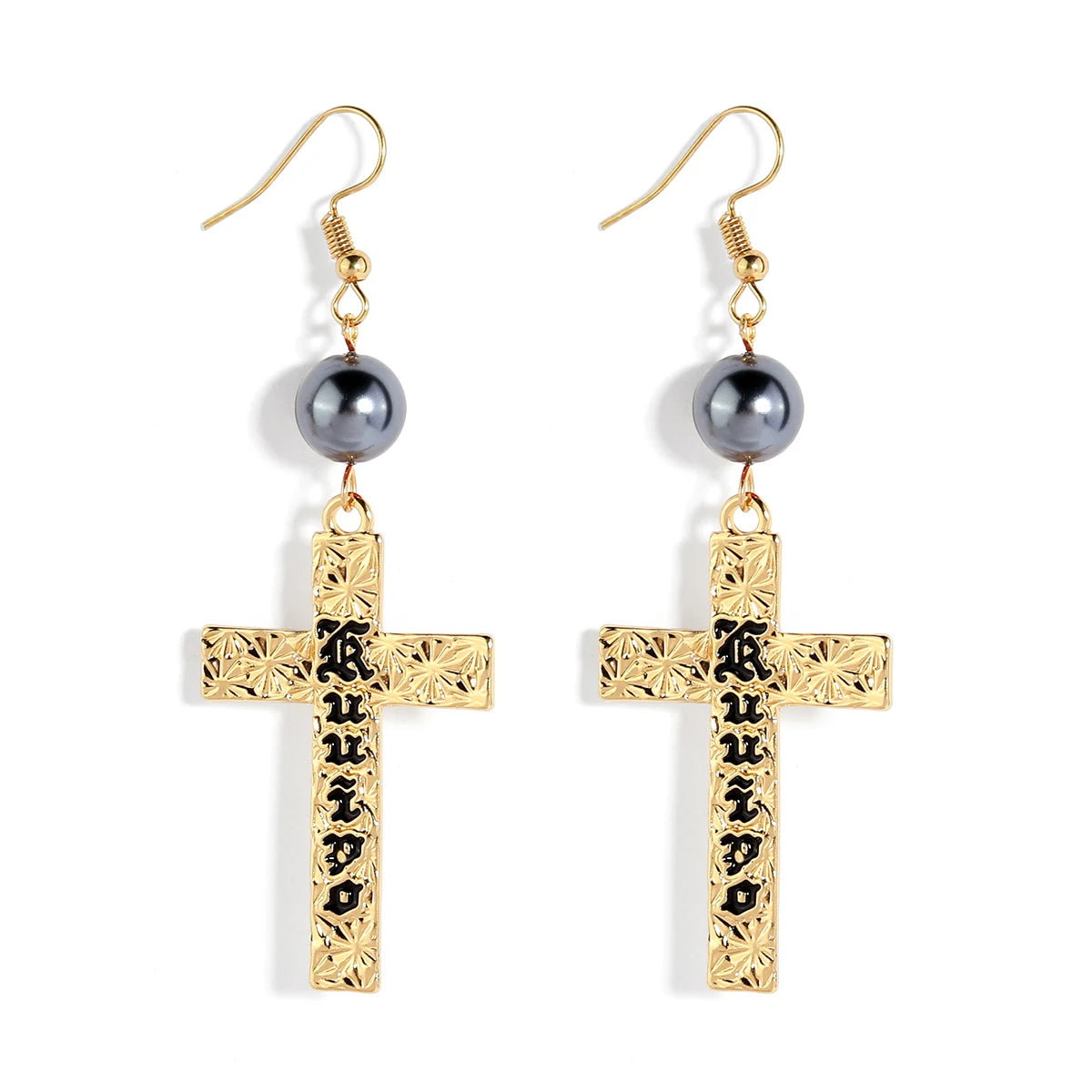 hawaiian jewelry wholesaleHawaiian Island 18k Gold Plated Shell Pearl Cross Design Long Earrings Luxury Jewellery for Women