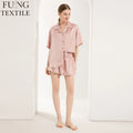FUNG 6035 Factory Wholesale Curvy Women Satin Pajamas Oversized Short 2 Piece Set Comfortable Nightwear