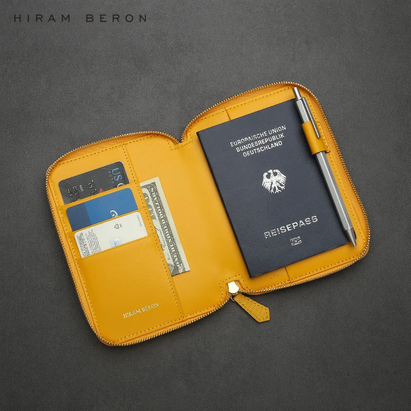 Genuine Leather Customise Passport Cover Fashion Wallet with Zipper