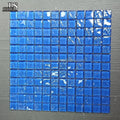 Modern Luxury Transparent Blue Glossy Swimming Pool Mosaic Tiles Interior Wall Decorative Glass Tile Designs Parquet Feature