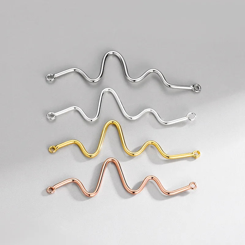 925 Sterling Silver Ekg Life Line Heartbeat Love Cardiogram Shaped Pendant Connector for Jewelry Making Finding