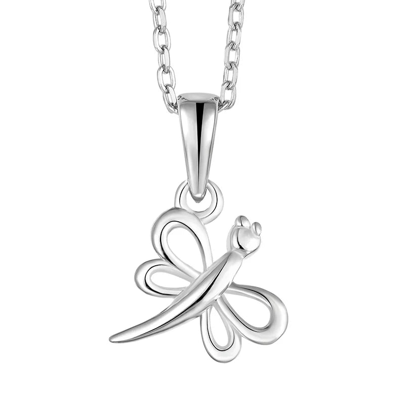925 Sterling Silver Hollow Design Dragonfly Pendant Necklace for Women Fine Jewelry Valentine Gift