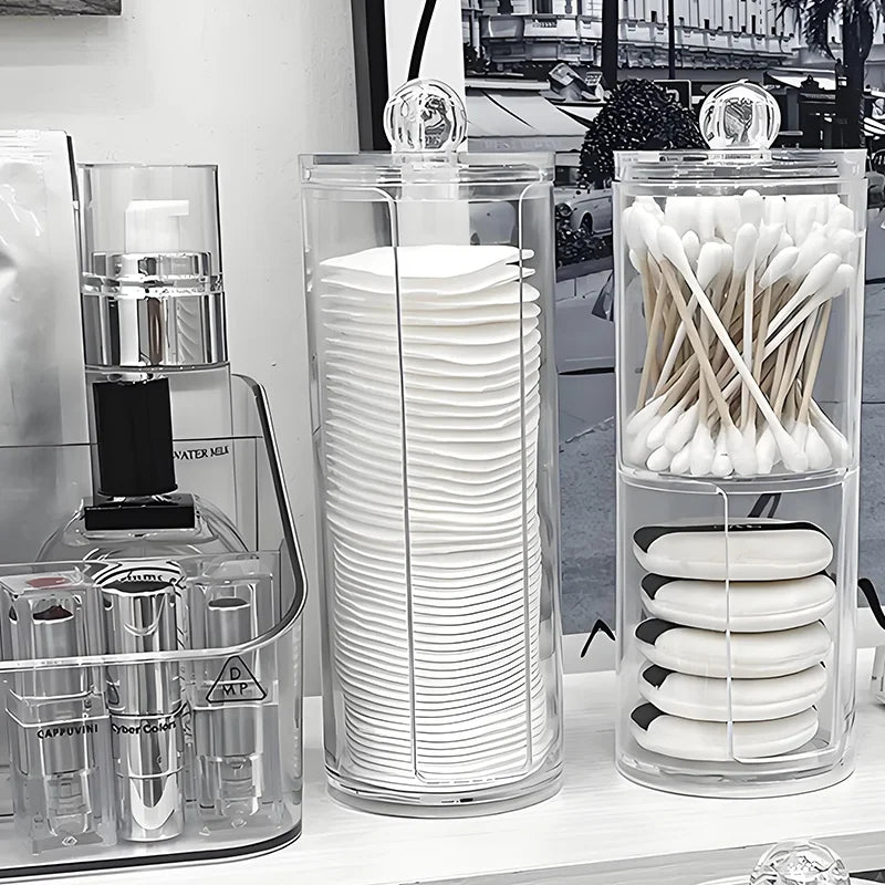 Hot Products Multifunctional Transparent Plastic Cosmetic Cotton Pads Storage Jar Makeup Organizer and Cosmetic Organiser