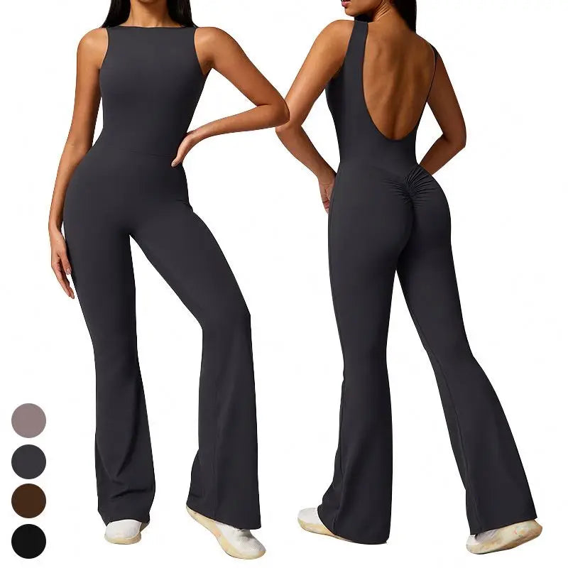 One Piece Gym Fitness Jumpsuits Casual U Back Yoga Clothing Quick Dry Scrunch Butt Sports Bodysuit Yoga Jumpsuit for Women