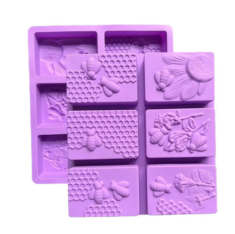 Custom Rectangle Silicone Handmade Soap Loaf Moulds Bee Honeycomb Chocolate Cake Candle Mold for Soap Making