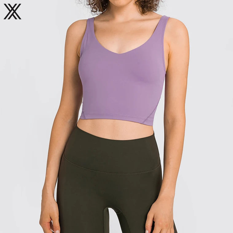 Classic Comfortable Solid Color U Back Sports Vest Fitness Clothes Women Sports Tank Top for Running High-Impact Support Top