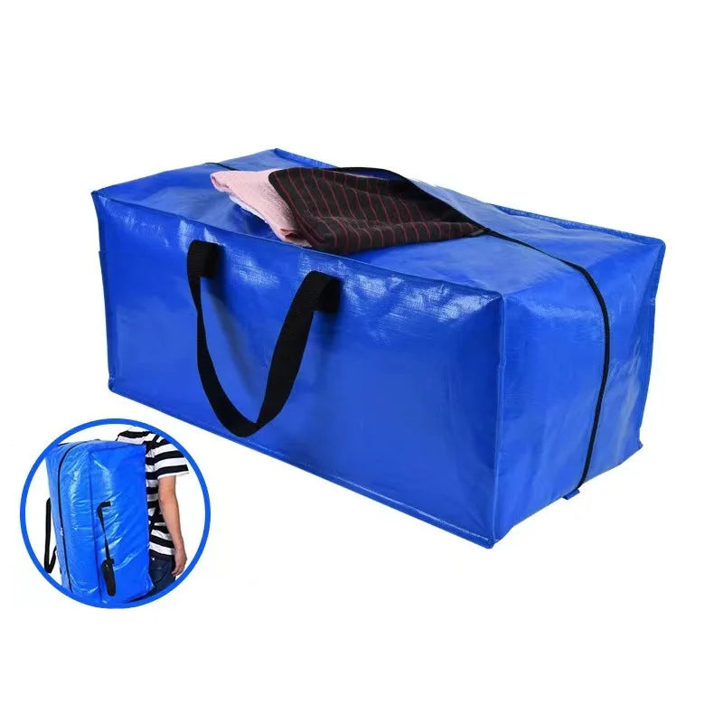 Foldable PE Extra Large Heavy Duty Storage Bag Moving Waterproof  Moisture-proof Storage Bags With Reinforced Zippers
