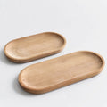 Japanese Style Oval Shape Beech Wood Serving Tray Wooden Coffee Milk Snack Cake Cheese Dish Fruit Food Plate for Children