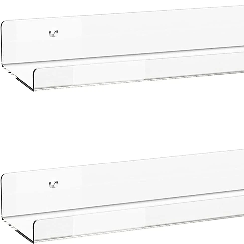 Acrylic Floating Shelves 15 Inches Invisible Floating Wall Ledge Eco-Friendly Water Resistant Wall Mounted Nursery Kids
