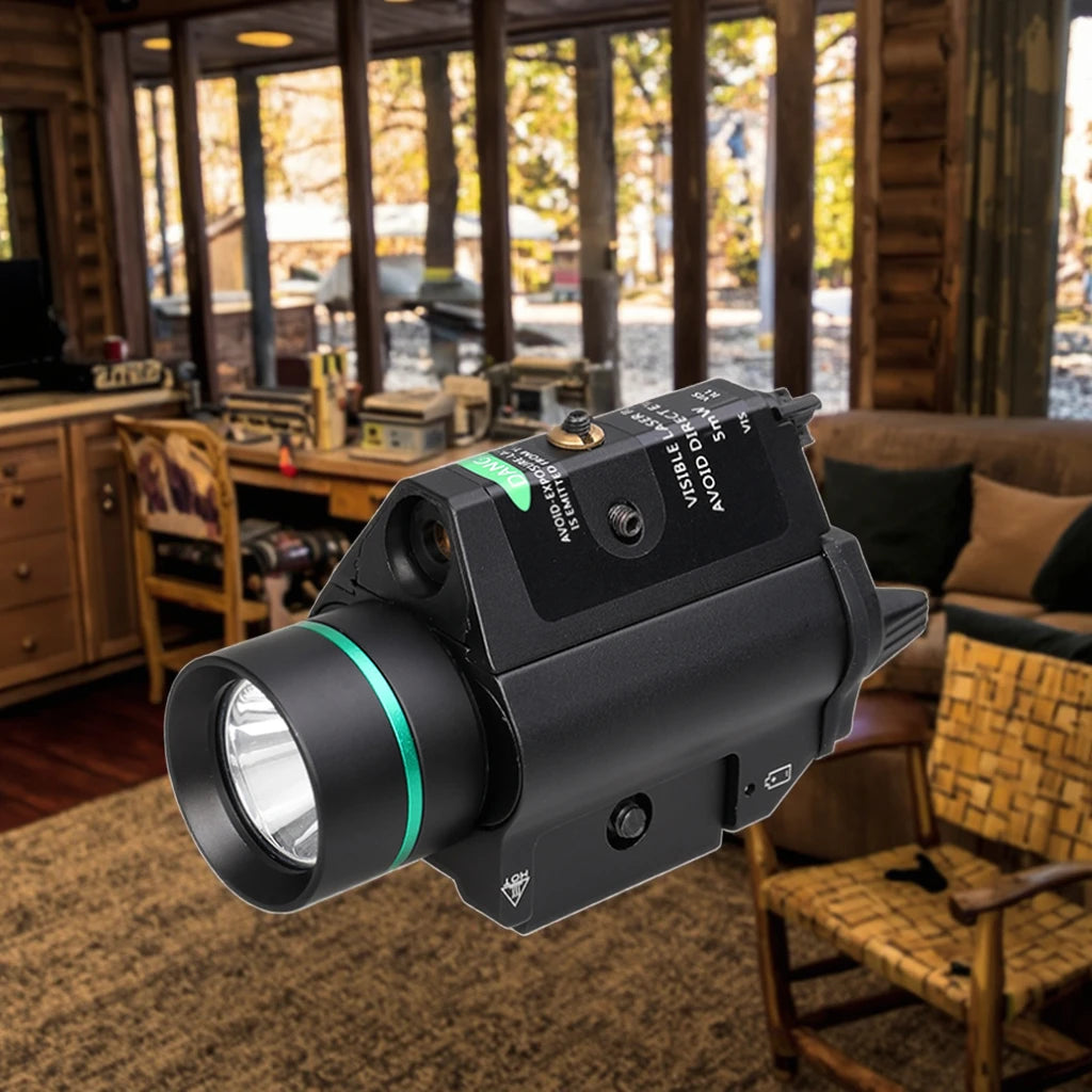 Powerful 1000 Lumen LED Combo Tactical Flashlight with Green & Red Laser Light Mini Red Beam