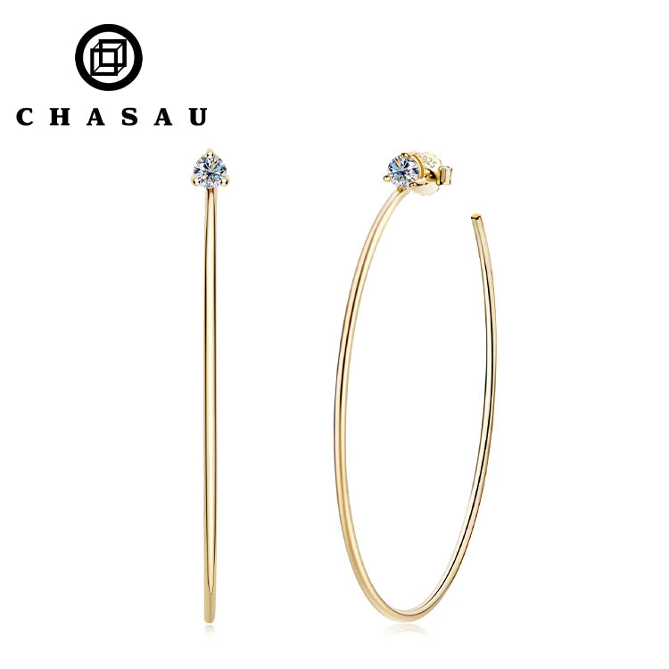 Hot Selling Fashion Circle Elegant c Shape 4MM 0.3CT Moissanite S925 Big Multi Hoop Earring Huggie Earring for Women
