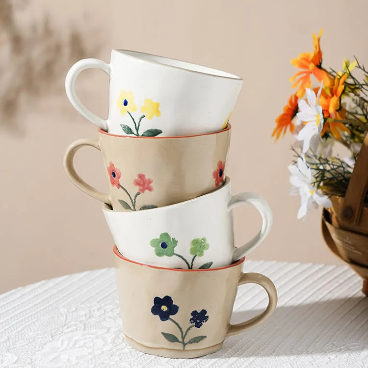Ins Style Pastoral Hand-painted Simple Nordic Ceramic Mug Creative Personality Water Cup Coarse Clay Coffee Cup