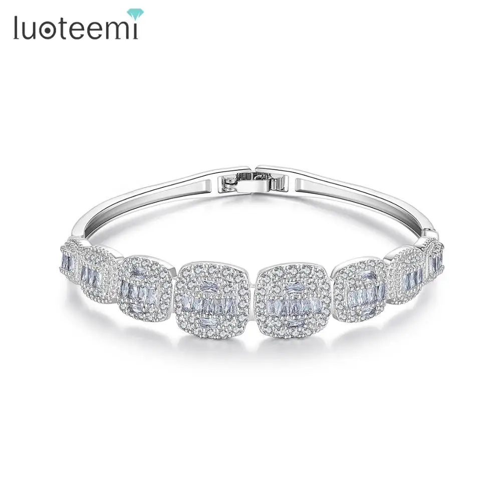 LUOTEEM Cubic Zirconia Copper Ladies Bangle Classic CZ Stone Women Bangles Luxury Design