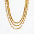 Fenny 18K Gold Plated Waterproof Classic Double Layer Mixed Chain Necklace for Women Stainless Steel Jewelry Wholesale
