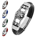 Fashion Vintage Men Braided Bracelet Leather Magnet Buckle Bracelet Multi Layers Microfiber Bracelet