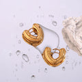 Women's Trendy 18K Gold Plated Stainless Steel Chunky Heart and Hoop Earrings Chunky Jewelry