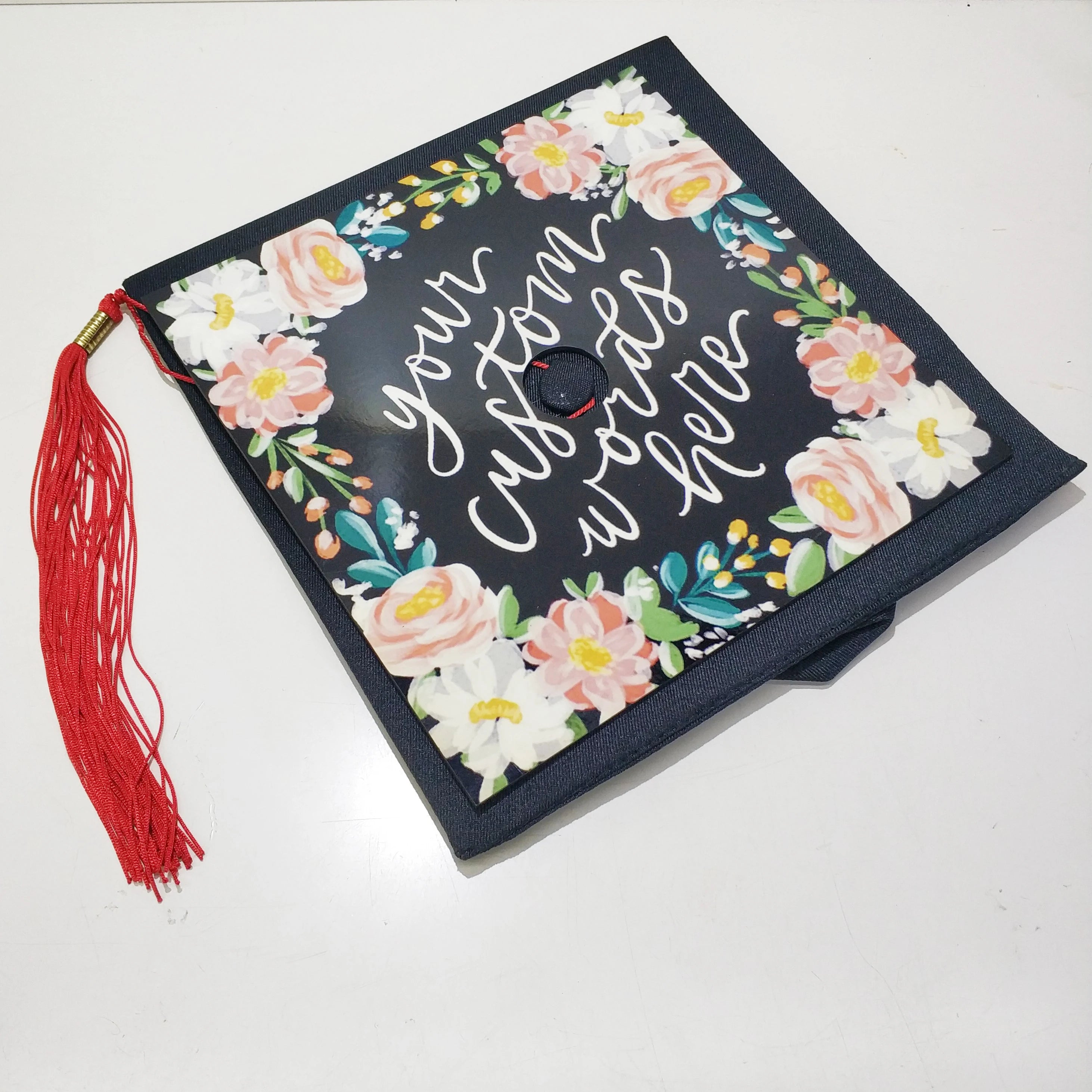 8.46 Inch Wood Photo Frames Sublimation Blank Grad Hat Topper with Adhesive Sticker for Graduation