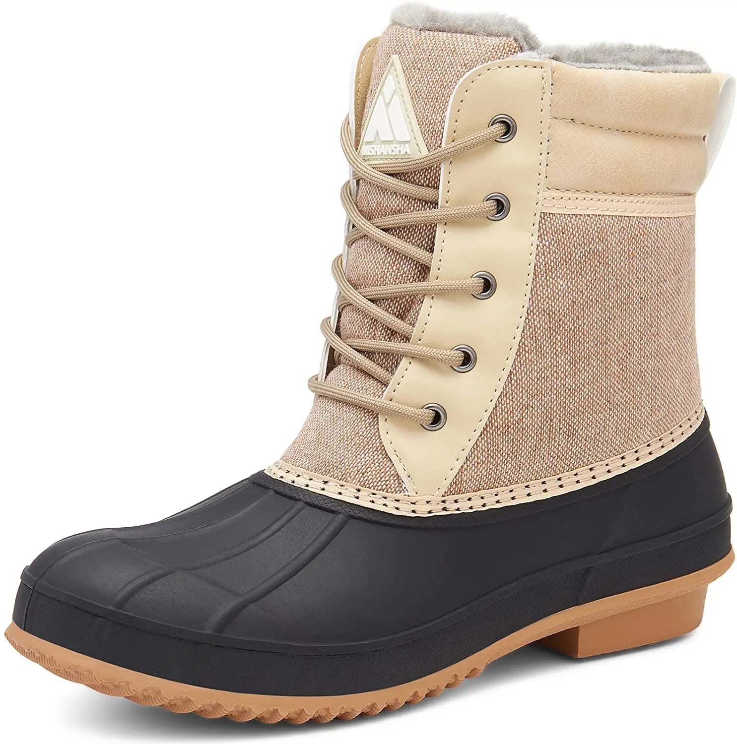 Warm Comfortable Mid-Calf Waterproof Anti-Slip Winter Boots for Women with Plush Upper and US Size 6-10.5