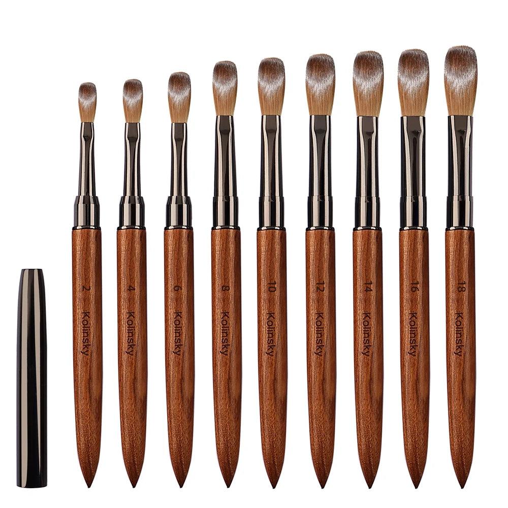 Top Quality Custom Logo Acrylic Nail Brush 2-18# Wooden Nail Brush Kolinsky Nail Art Brush
