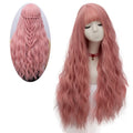 Long Fluffy Curly Wavy Heat Friendly Pink Synthetic Cosplay Party Wigs HPC-2105