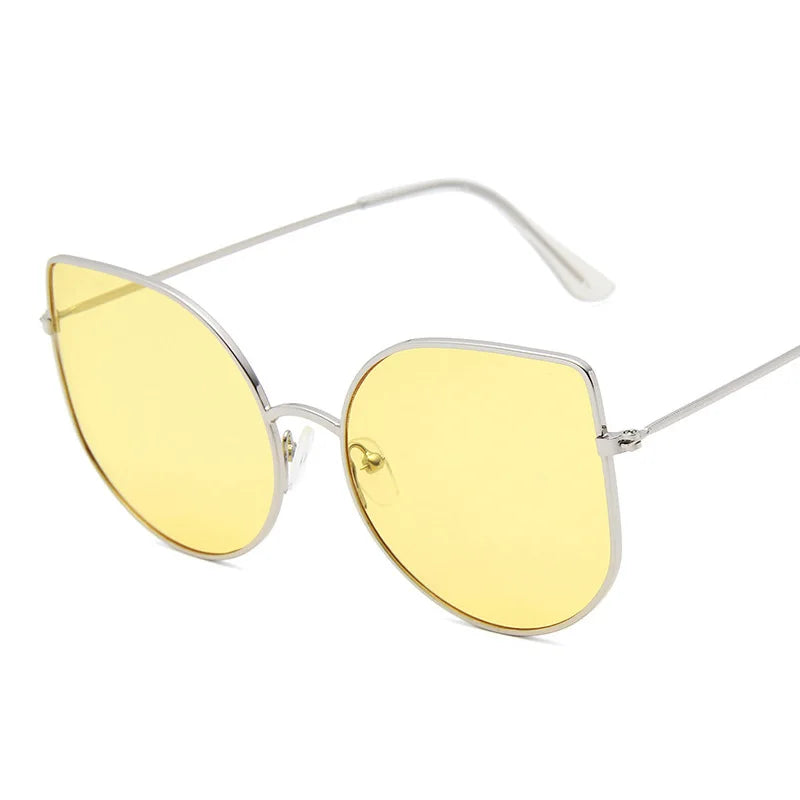 2022 New Fashion Sun Glasses Retro Metal Cat Eye Sunglasses Lady Brand Designer Shades Vintage Oculos Feminino