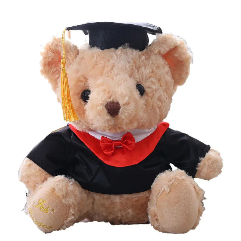 Custom 18cm 28cm Stuffed Grad Teddy Bear with Doctor Hat Plush Toy Graduation Gifts