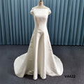 Classical Plus Size Wedding Gown With Fitted Small Skirt Soft Satin With Short Sleeves Bridal 2020 MegaBDM