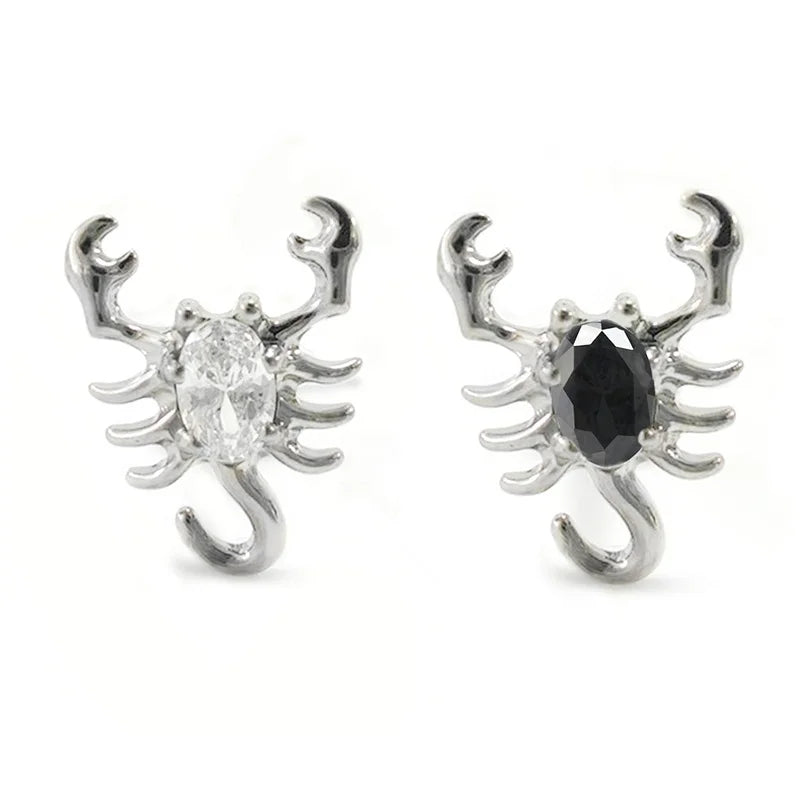 New Fashion G23 Titanium Punk Scorpion Design Earrings Gold Plated Jewelry Piercing with Zircon Stone Claw Setting for Men Women
