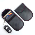 Wholesale Key Fob Protector Carbon Fiber Leather RFID Car Key Signals Blocker Case  Car Theft Bag Faraday Pouch for Car Keys