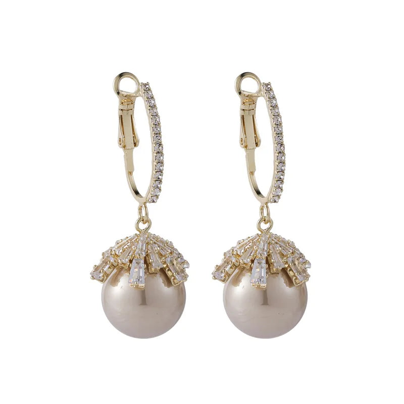 Luxurious Fresh Water Silver Gold Black Pearl Earrings Women Ear Clip Jewelry