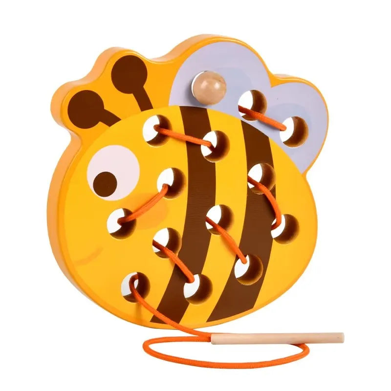 Wooden Children's Animal Rope Threading Board Kids Early Educational Stringing Puzzle Montessori Teaching Tools for Kids