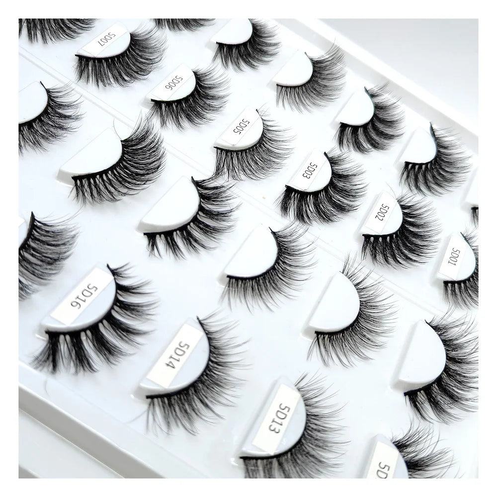 Natural Eyelashes 5D Custom Packaging Fluffy Full Strip Eyelashes  False Lashes Wholesale