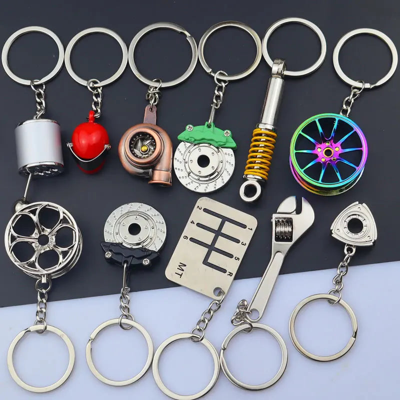 Custom Logo Car Parts Keychain Key Rings Absorber Gear Brake Disc Wheel Hub Metal Keychain Brake Disc Keychain Keyring