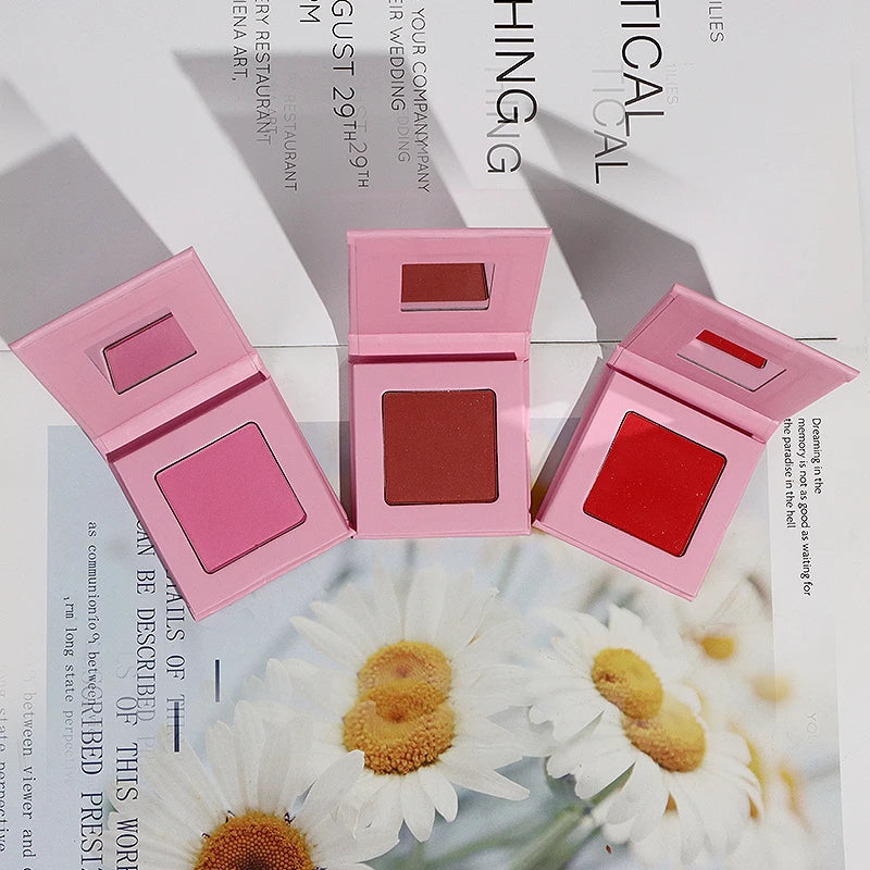 Manufacturers Square Palette Travel Compact Cpsmetic Pink Natural Private Label Makeup Glitter Blush