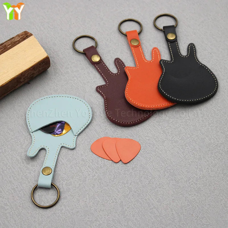 Leather Guitar Picks Holder Keychain  Guitar Pick case Plectrums Case Bag