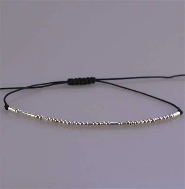 Sterling Silver Tube Loose Bead Straight Hand String DIY Bracelet Accessories Morse Code Bracelet